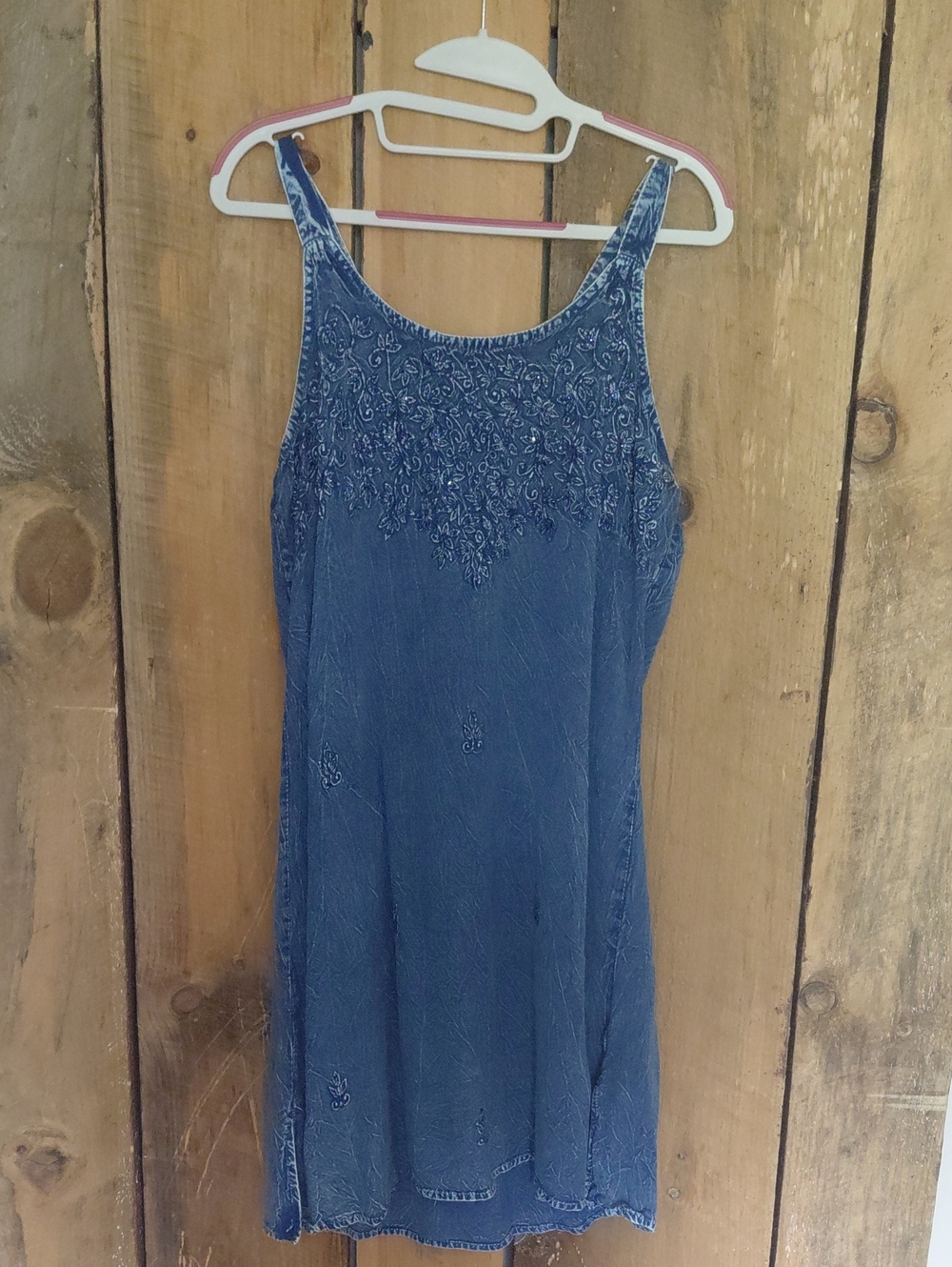 rayasun Navy Blue Embroidered Camisole Mini Dress